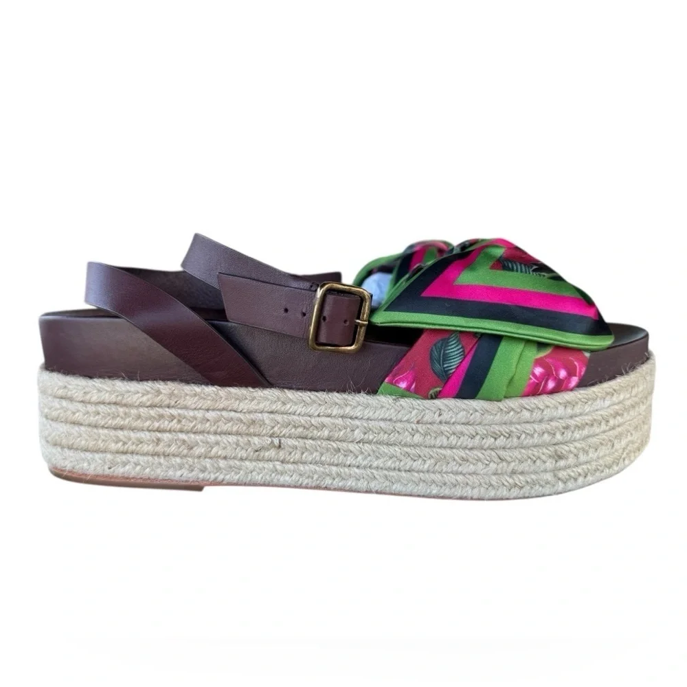 Farm Rio Scarf Raffia Platform Sandals